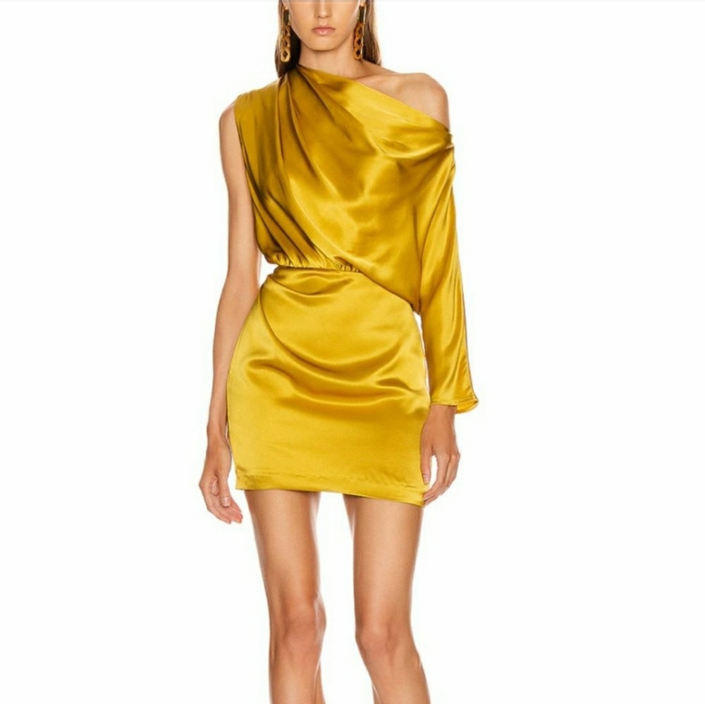 Michelle Mason Silk Asymmetrical Mini Dress